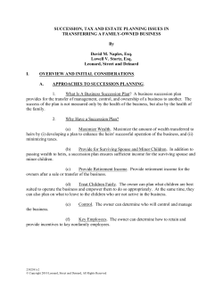 succession, tax and estate planning issues in transferring a family