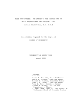 MALE ARMY NURSES: THE IMPACT OF THE VIETNAM WAR ON
