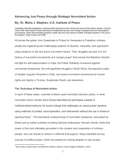 Advancing Just Peace through Strategic Nonviolent Action By: Dr