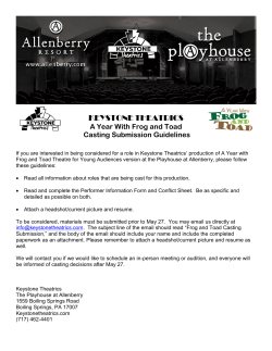 Keystone Theatrics Frog and Toad Casting Submission.