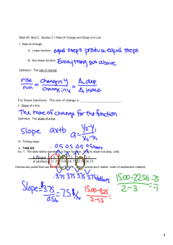 1 For linear functions: The rate of change is . h (hours) 1.5 2.0 2,5