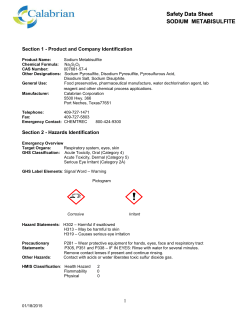 Safety Data Sheet SODIUM METABISULFITE Safety Data Sheet