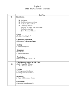 English I 20162017 Academic Schedule