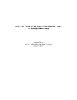 The USA PATRIOT Act and Privacy in the Academic Library: An