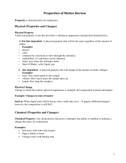 Properties of Matter Review