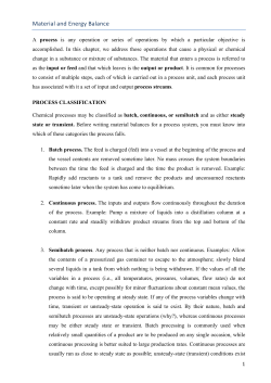 Material and Energy Balance