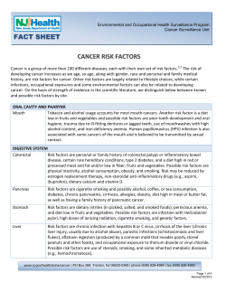 FACT SHEET CANCER RISK FACTORS