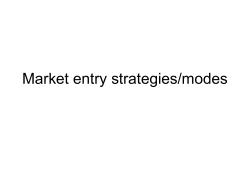 Market entry strategies