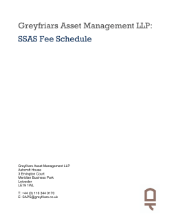 Greyfriars Asset Management LLP: SSAS Fee Schedule