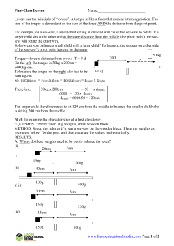 first class levers - Liacos Educational Media