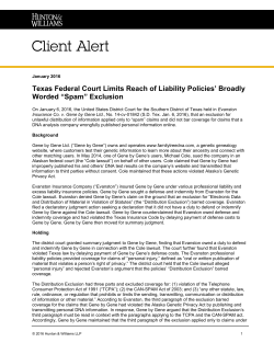 Texas Federal Court Limits Reach of Liability Policies` Broadly Worded