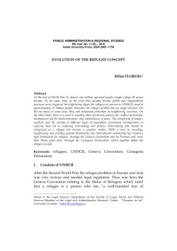 EVOLUTION OF THE REFUGEE CONCEPT Mihai FLOROIU1