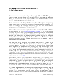 Indian Religions would soon be a minority in the Indian region