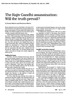 The Rajiv Gandhi Assassination: Will the Truth Prevail?