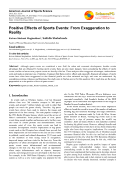 Positive Effects of Sports Events: From Exaggeration to Reality