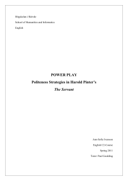 POWER PLAY Politeness Strategies in Harold Pinter`s The Servant