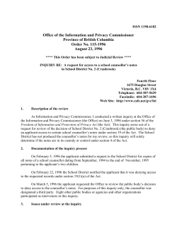 Inquiry Re: A request for access to a school counsellor`s notes