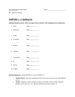 CHAPTERS 1 &ndash; 2 Spelling List