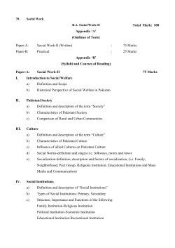 Social Work-II - University of the Punjab
