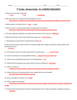 7 Grade - Review Guide: Ch. 5 ENERGY RESOURCES