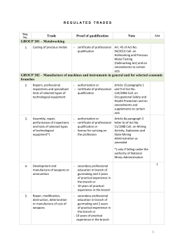 Trade Proof of qualification Note GROUP 201 &ndash; Metalworking