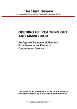 Lord Hunt`s report - Financial Ombudsman