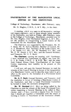 inauguration of the manchester local cbntre of the institution.