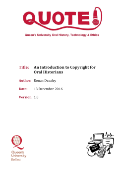 An Introduction to Copyright for Oral Historians