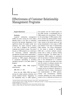 Effectiveness of Customer Relationship Management Programs