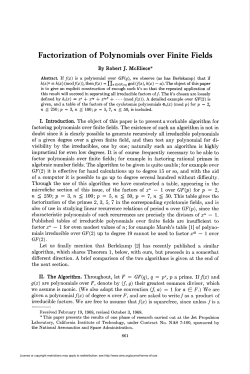 Factorization of Polynomials over Finite Fields
