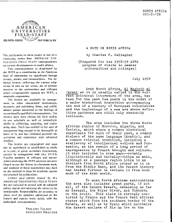 A Note on North Africa - Institute of Current World Affairs