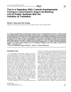 The lin-4 Regulatory RNA Controls Developmental Timing in