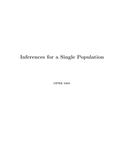 Inference about a Single Population