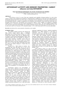 Antioxidant Activity and Sensory Properties Carrot (Daucus carrota