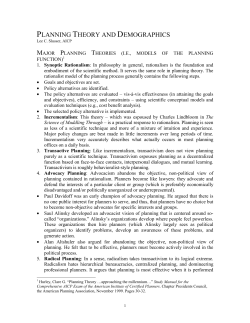 Planning Theory and Demographics