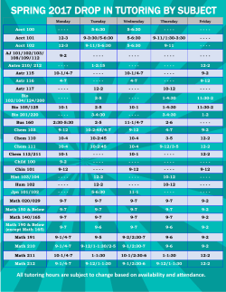 the drop-in schedule