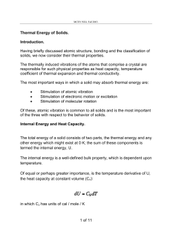 Thermal Energy of Solids. - University of Colorado Boulder