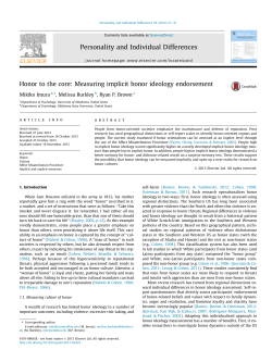 Honor to the core: Measuring implicit honor ideology