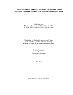 The Effect of the READ 180 Reading Intervention Program on the
