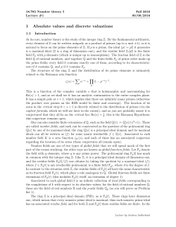 1 Absolute values and discrete valuations