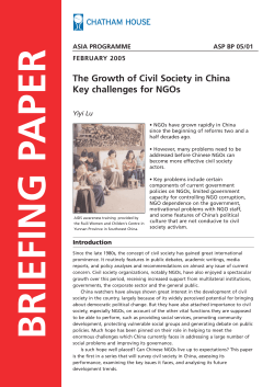The Growth of Civil Society in China Key challenges for NGOs