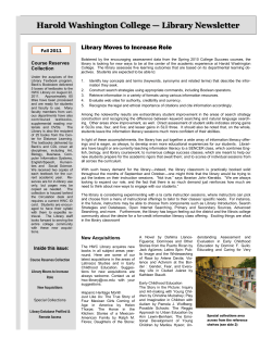 Harold Washington College &mdash; Library Newsletter