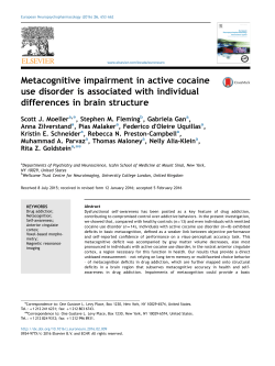 Metacognitive impairment in active cocaine use disorder is