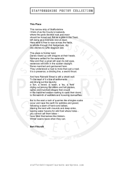 This Place This narrow strip of Staffordshire I think of as the County`s