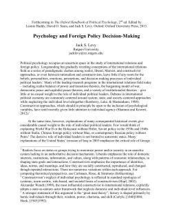 Psychology and Foreign Policy Decision-Making.