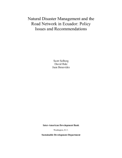 Natural Disaster Management and the Road Network in Ecuador:
