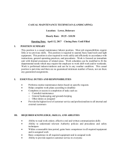 CASUAL MAINTENANCE TECHNICIAN (LANDSCAPING) Location