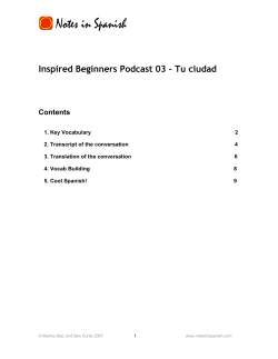 Inspired Beginners Podcast 03 &ndash; Tu ciudad