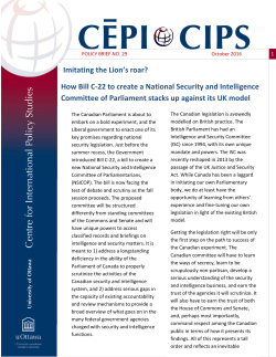 Imitating the Lion`s roar? How Bill C-22 to create a National Security
