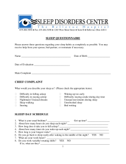 Sleep Center Initial Questionnaire